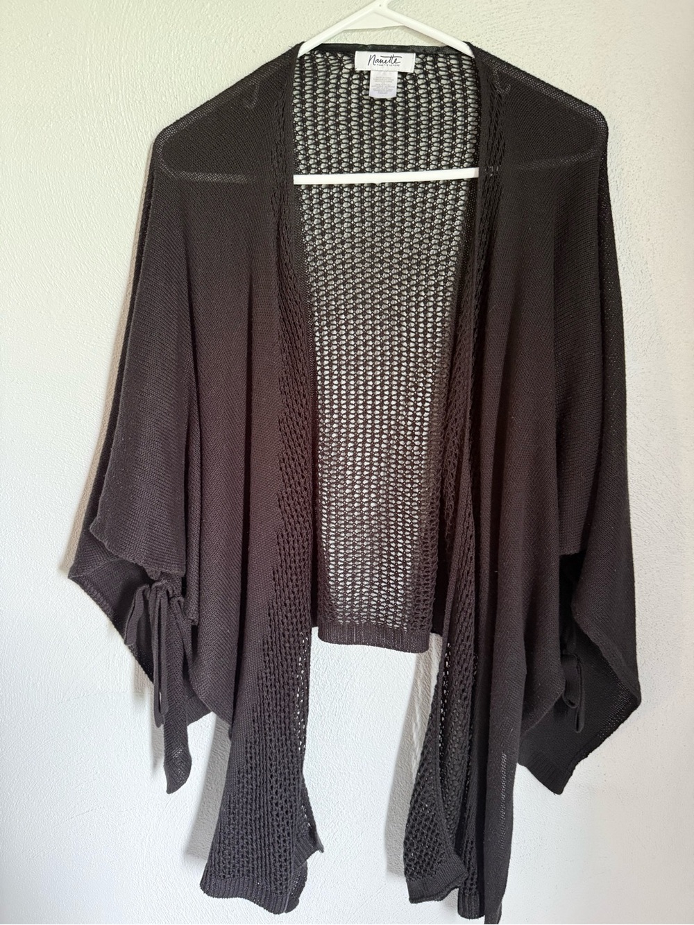 Nanette Lepore Black Open Knit Draped Shrug